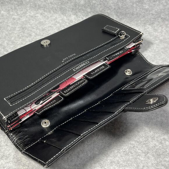 Mary Kay Consultant Travel Wallet Organizer Black Floral 3 pc Crossbody Passport - Picture 4 of 16